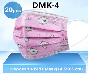 Children&#39;s 3 Ply Disposable Mask - Pink with Puppy (case of 1,700)