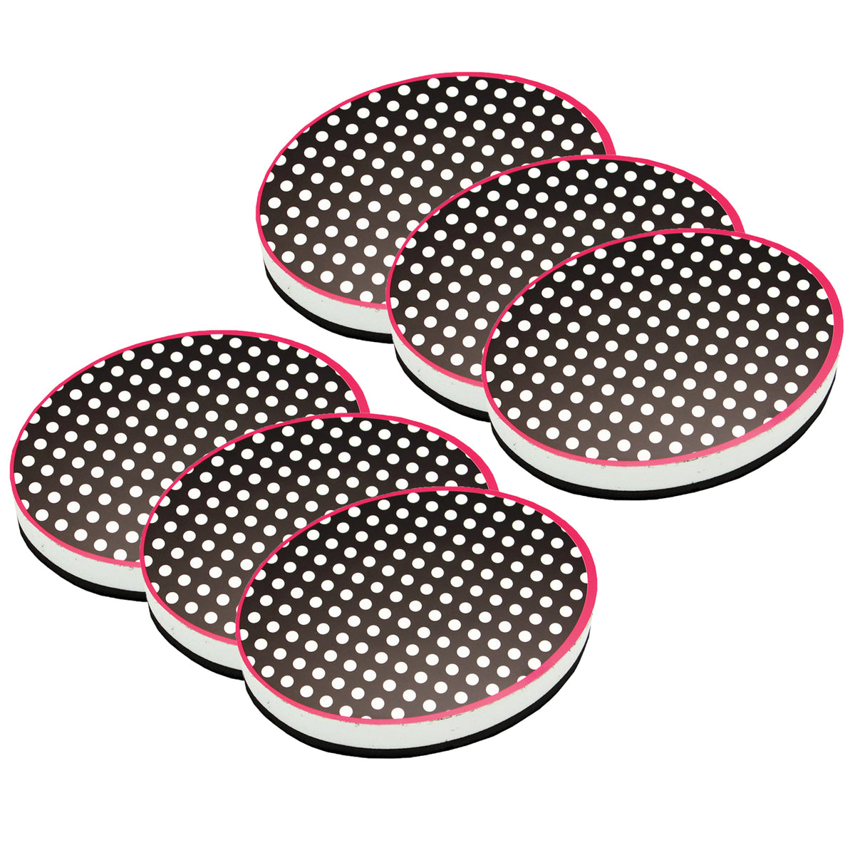 Magnetic Whiteboard Eraser, Black &amp; White Dots, Pack of 6