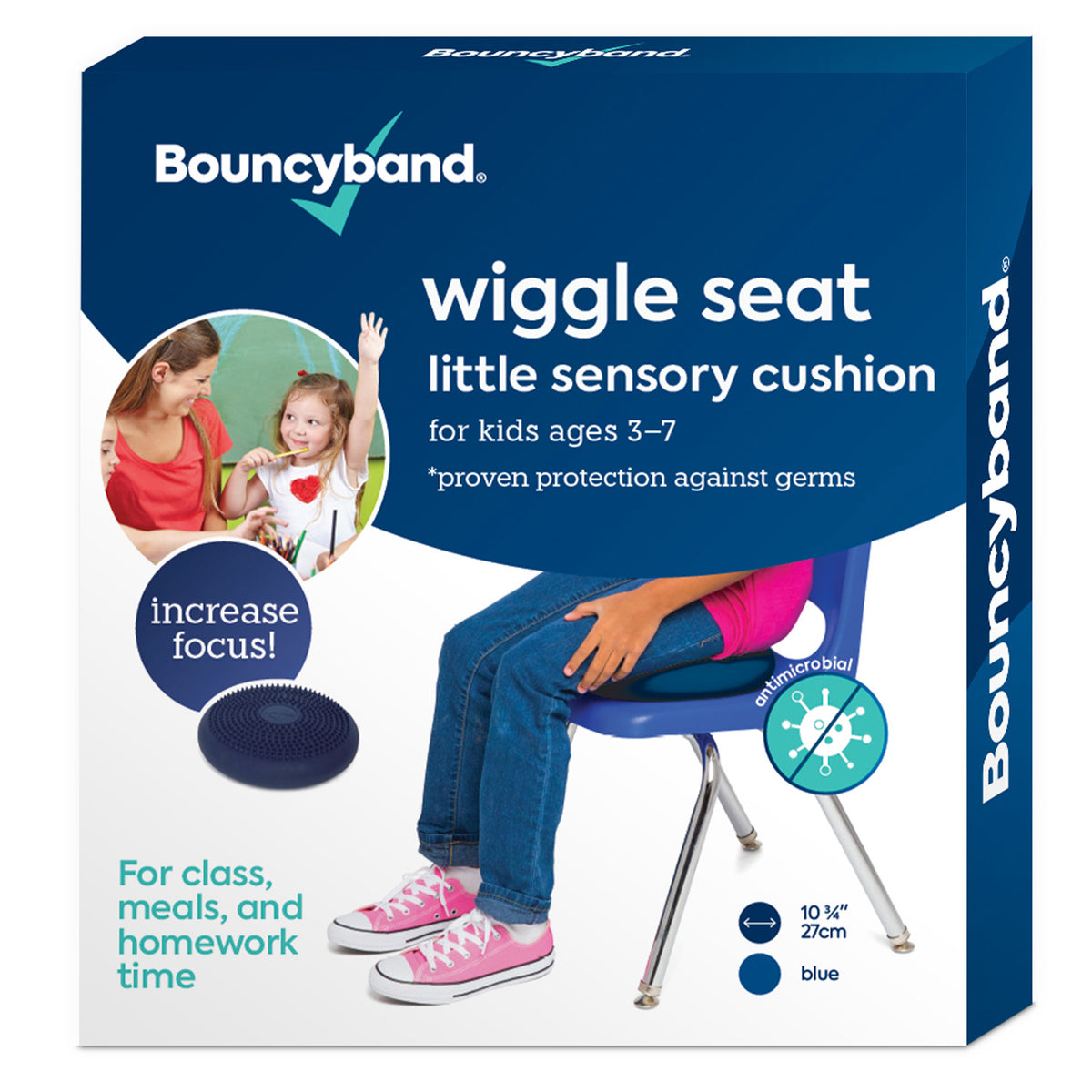 Antimicrobial Little Wiggle Seat Sensory Cushion, Blue 10.75&quot;