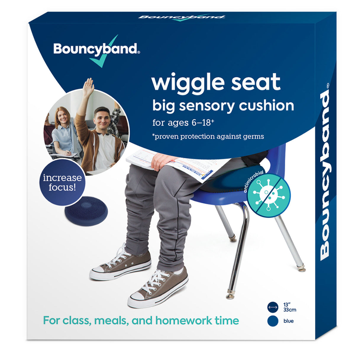 Antimicrobial Big Wiggle Seat Sensory Cushion, Blue 13&quot;-33cm