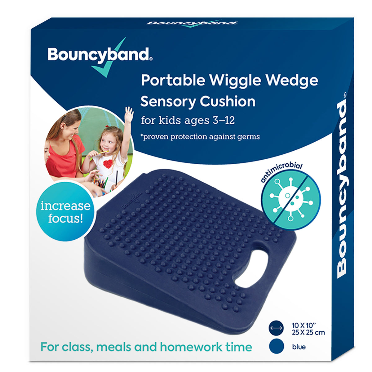 Antimicrobial Wiggle Wedge Sensory Cushion, 10&quot; Square