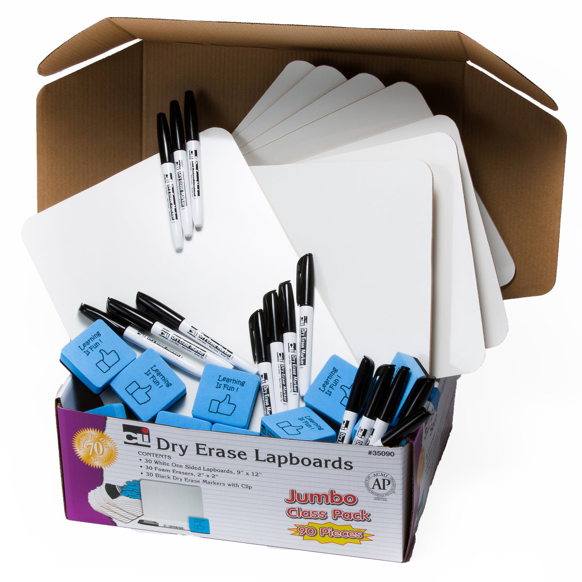 Dry Erase Board Class Pack, 30 Each of Boards, Markers, &amp; Erasers