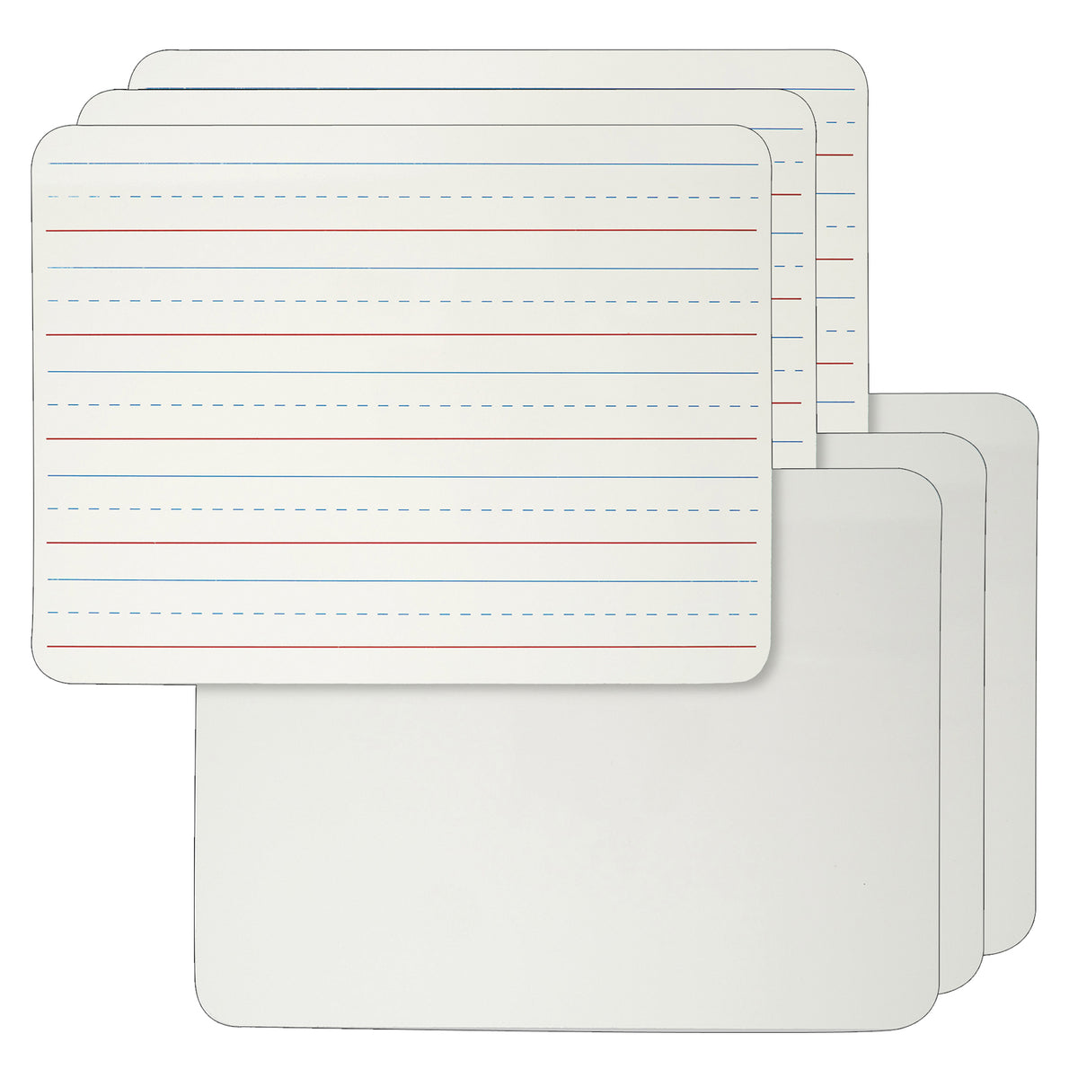 Dry Erase Board, 2-Sided Lined-Plain, 9&quot; x 12&quot;, Pack of 6