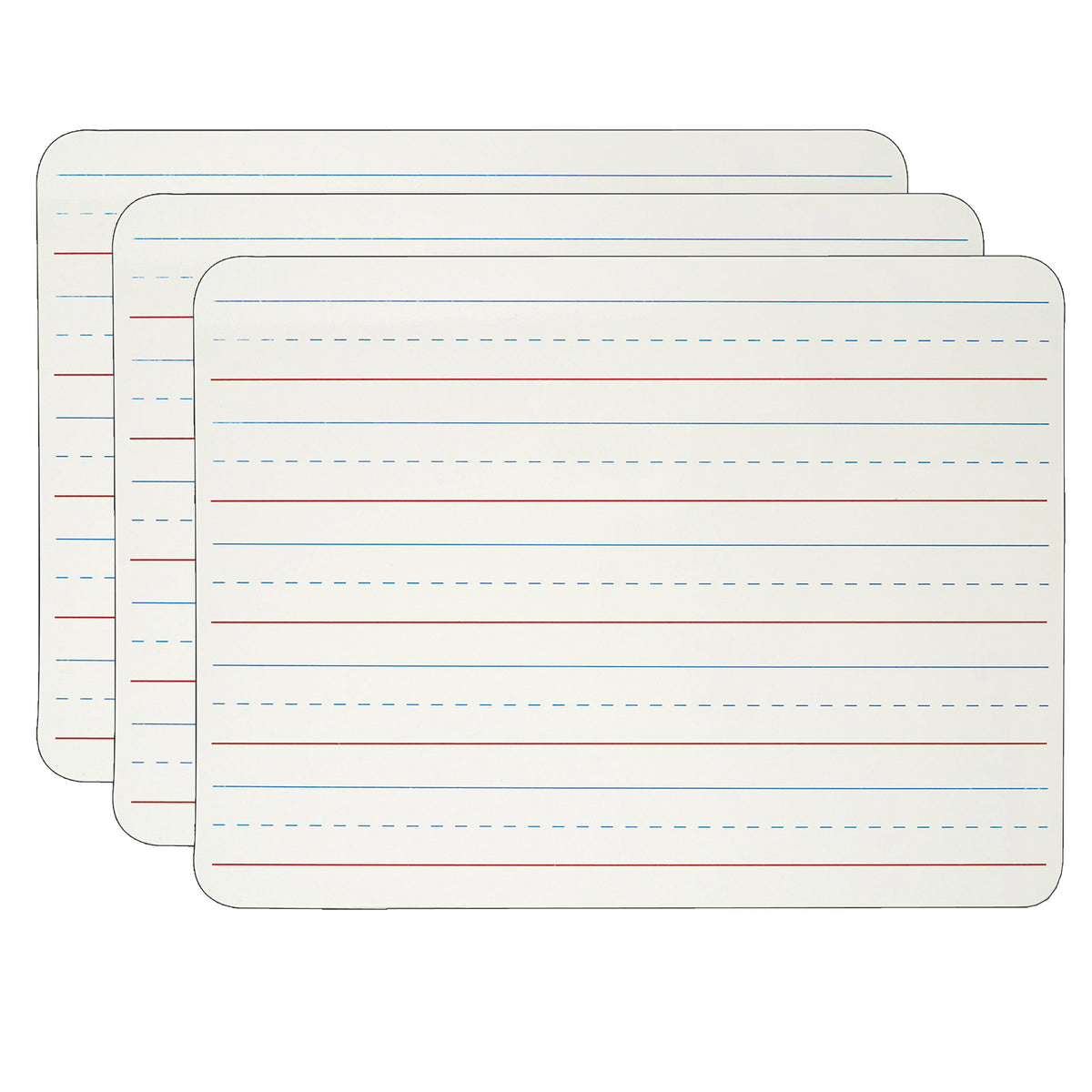 Dry Erase Board, Two Sided Magnetic, Plain-Lined, Pack of 3