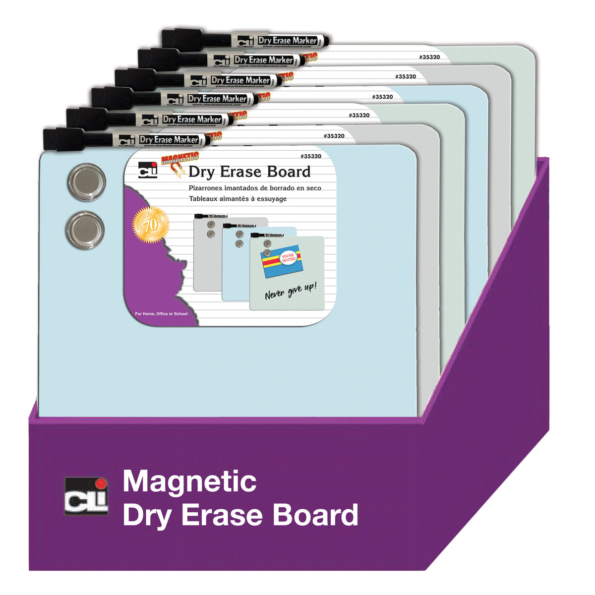 Magnetic Dry Erase Board with Marker &amp; Magnets, Unframed, 11.5&quot; x 11.5&quot;, Pack of 6