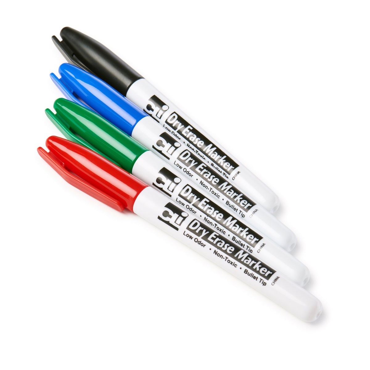 Pocket Style Dry Erase Markers, Bullet Tip, Assorted Colors, 4 Per Pack, 12 Packs