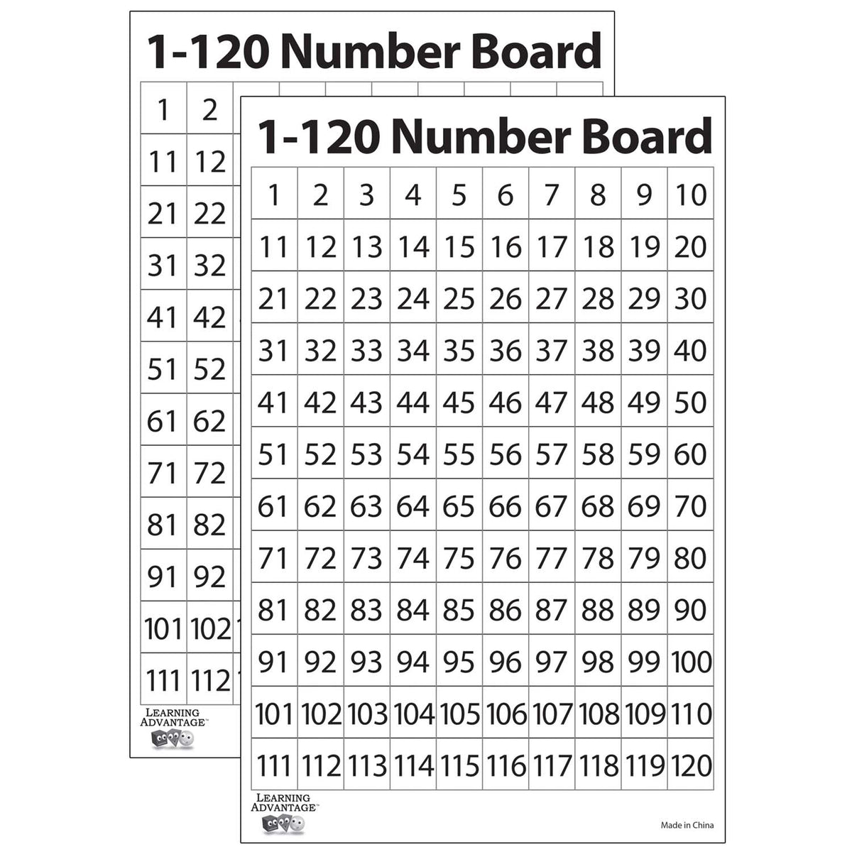 1-120 Number Dry Erase Boards, Set of 10, 2 Sets