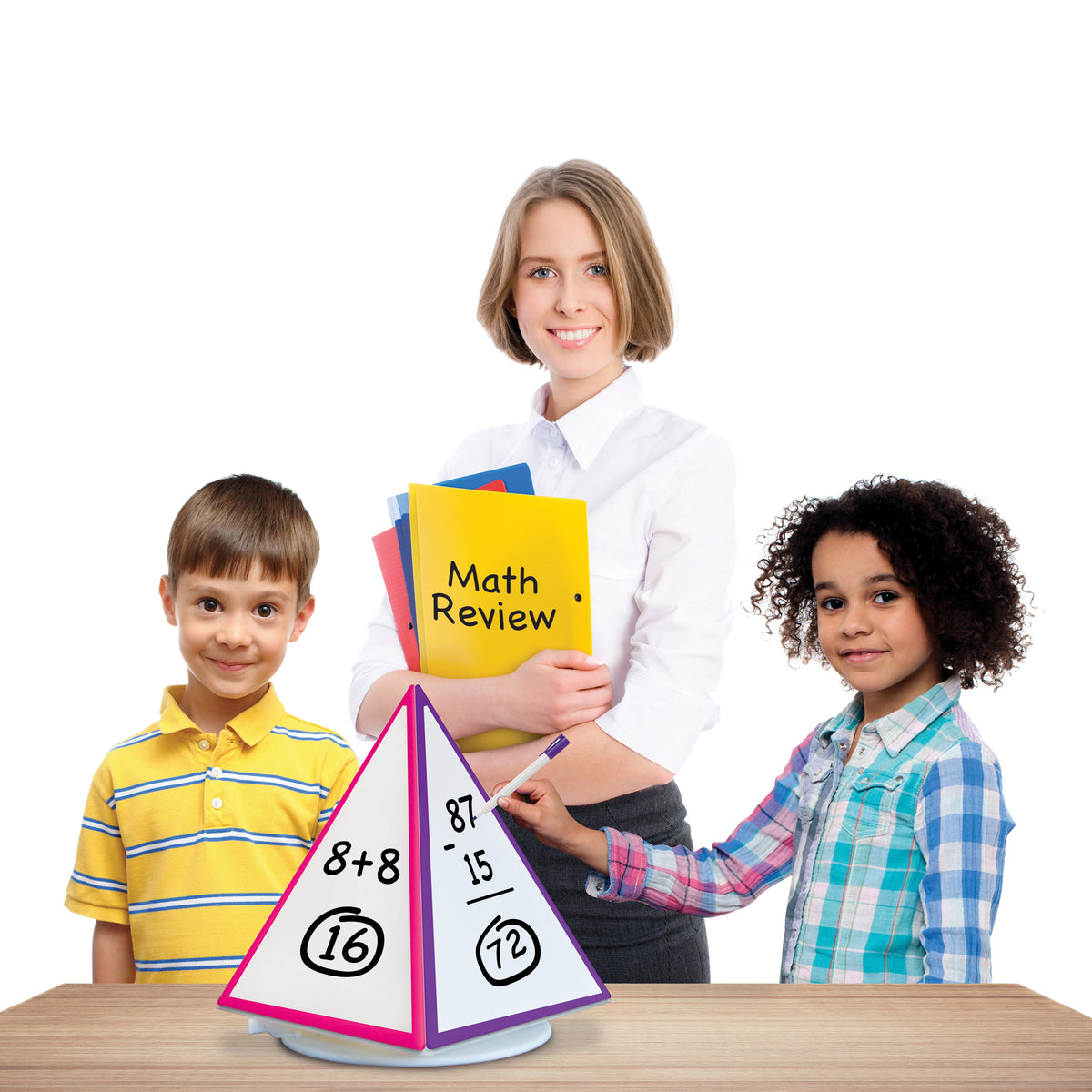 Spin &amp; Write Pyramid™ Rotating 4-Sided Dry-Erase Board