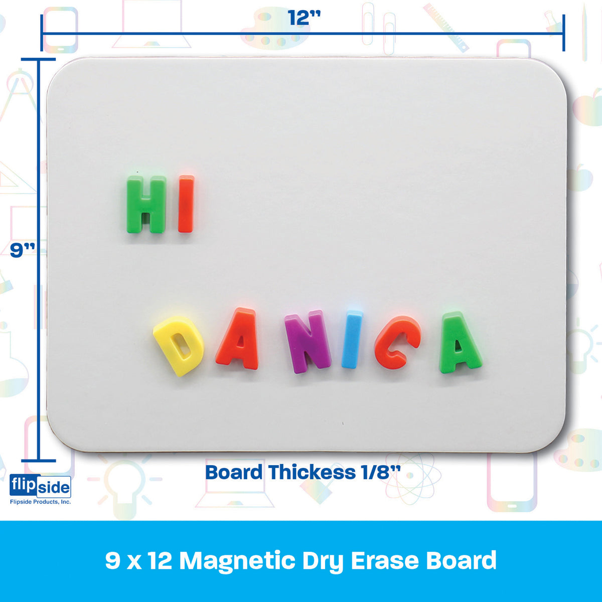 Magnetic Dry Erase Board, 9&quot; x 12&quot;, Pack of 3