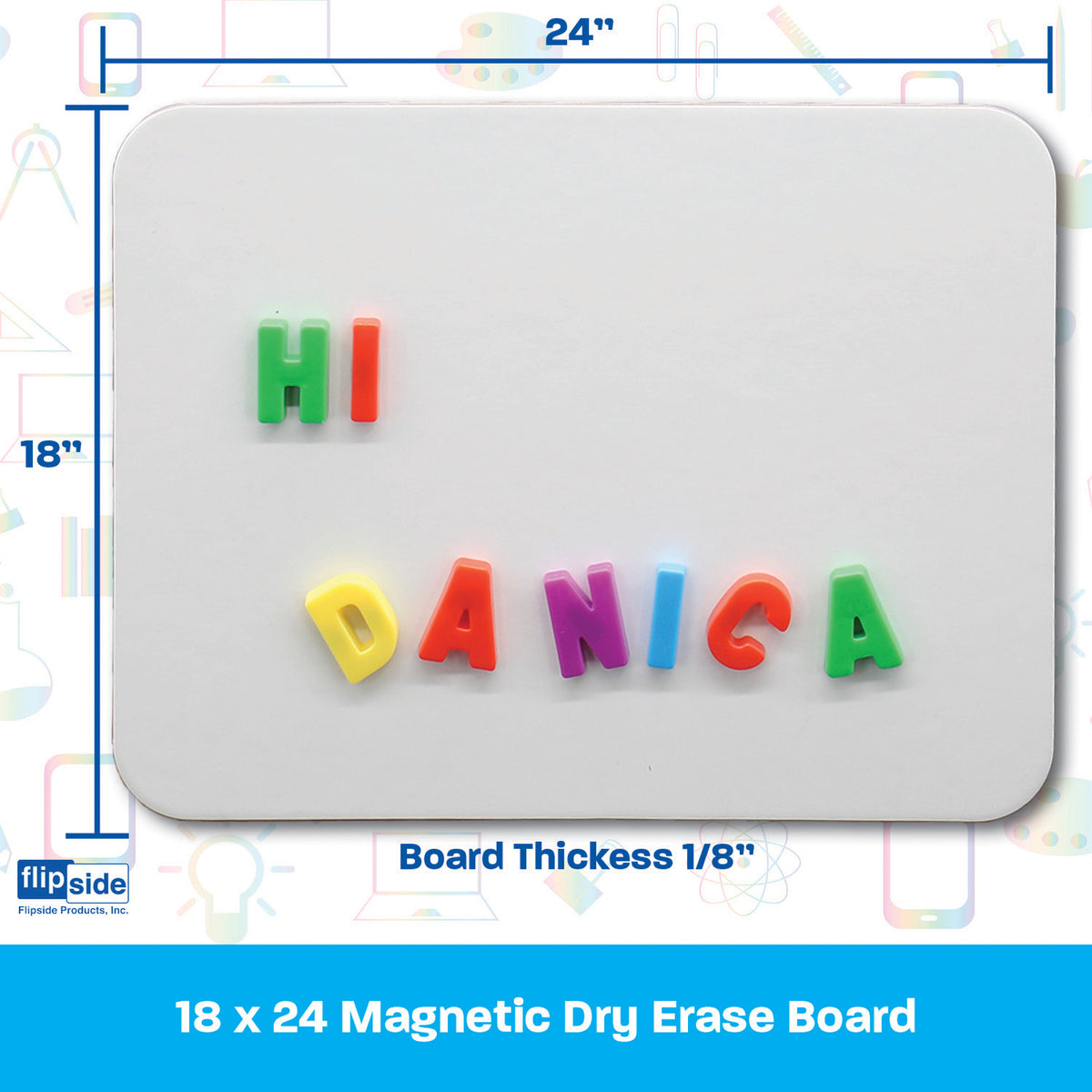 Magnetic Dry Erase Board, 18&quot; x 24&quot;