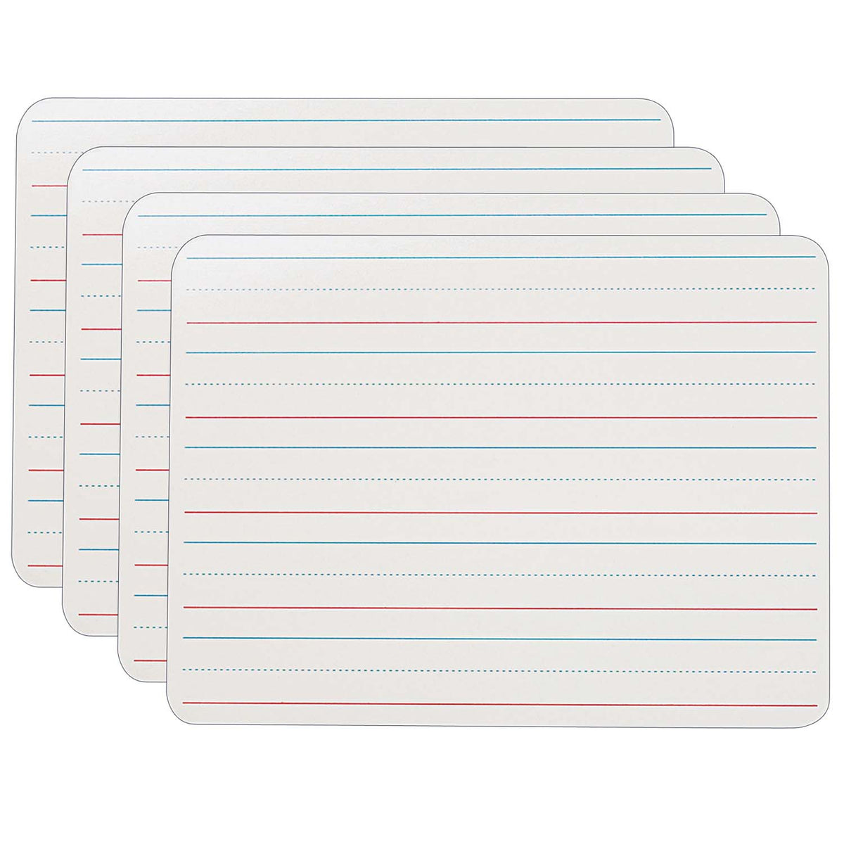 Two-Sided Dry Erase Board, Plain-Ruled, 9&quot; x 12&quot;, Pack of 4