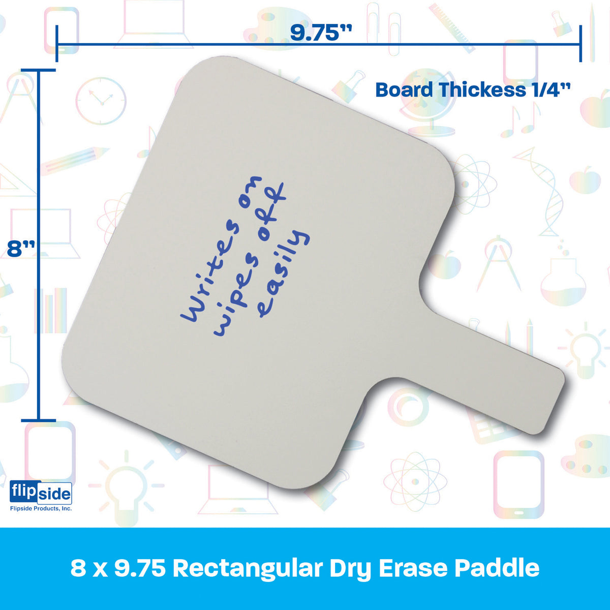 Rectangular Dry Erase Answer Paddle, 8&quot; x 9.75&quot;, Pack of 12