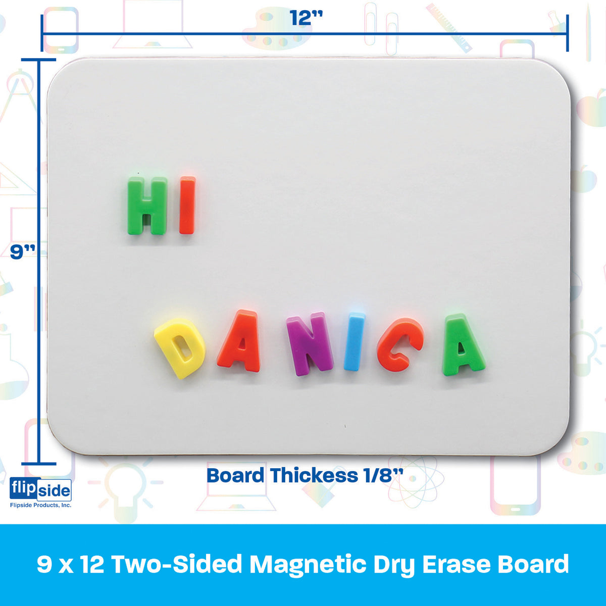 Two-Sided Magnetic Dry Erase Board, Plain-Plain, 9&quot; x 12&quot;
