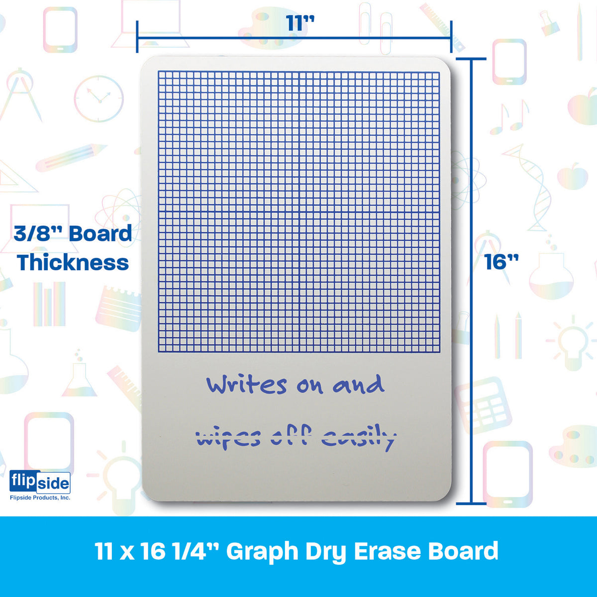 1-4&quot; Graph Dry Erase Board, 11&quot; x 16&quot;, Pack of 12