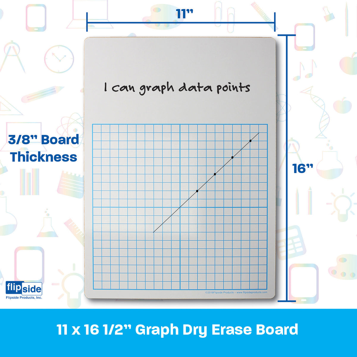 1-2&quot; Graph Dry Erase Board, 11&quot; x 16, Pack of 12