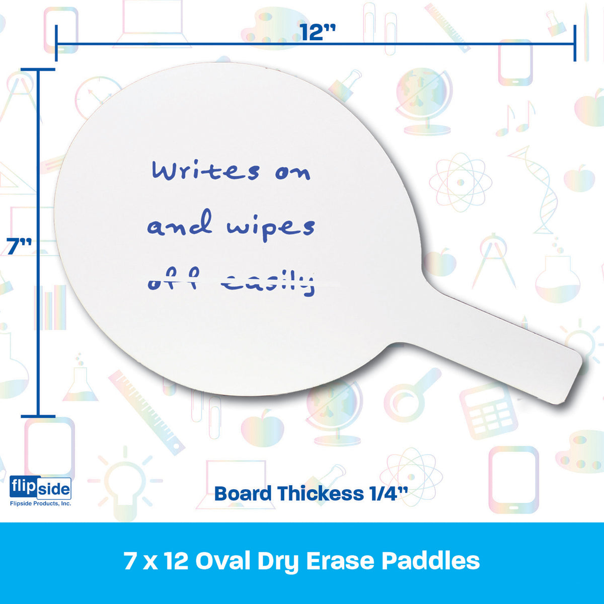 Oval Dry Erase Answer Paddles, 7&quot; x 12&quot;, Pack of 12