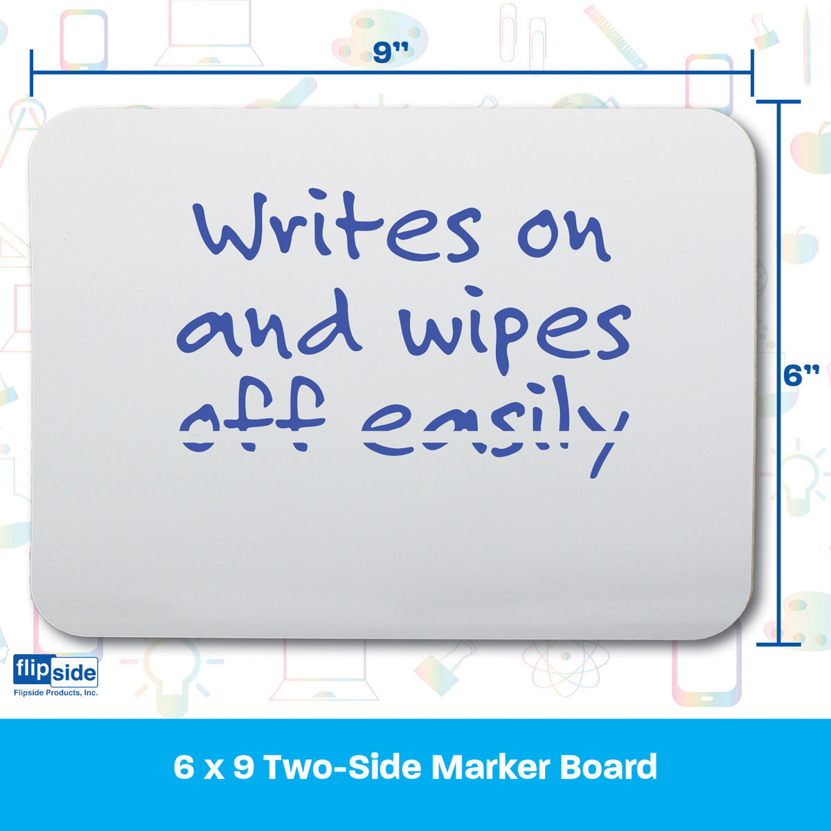 Two-Sided Dry Erase Board, 6&quot; x 9&quot;, White, Pack of 12