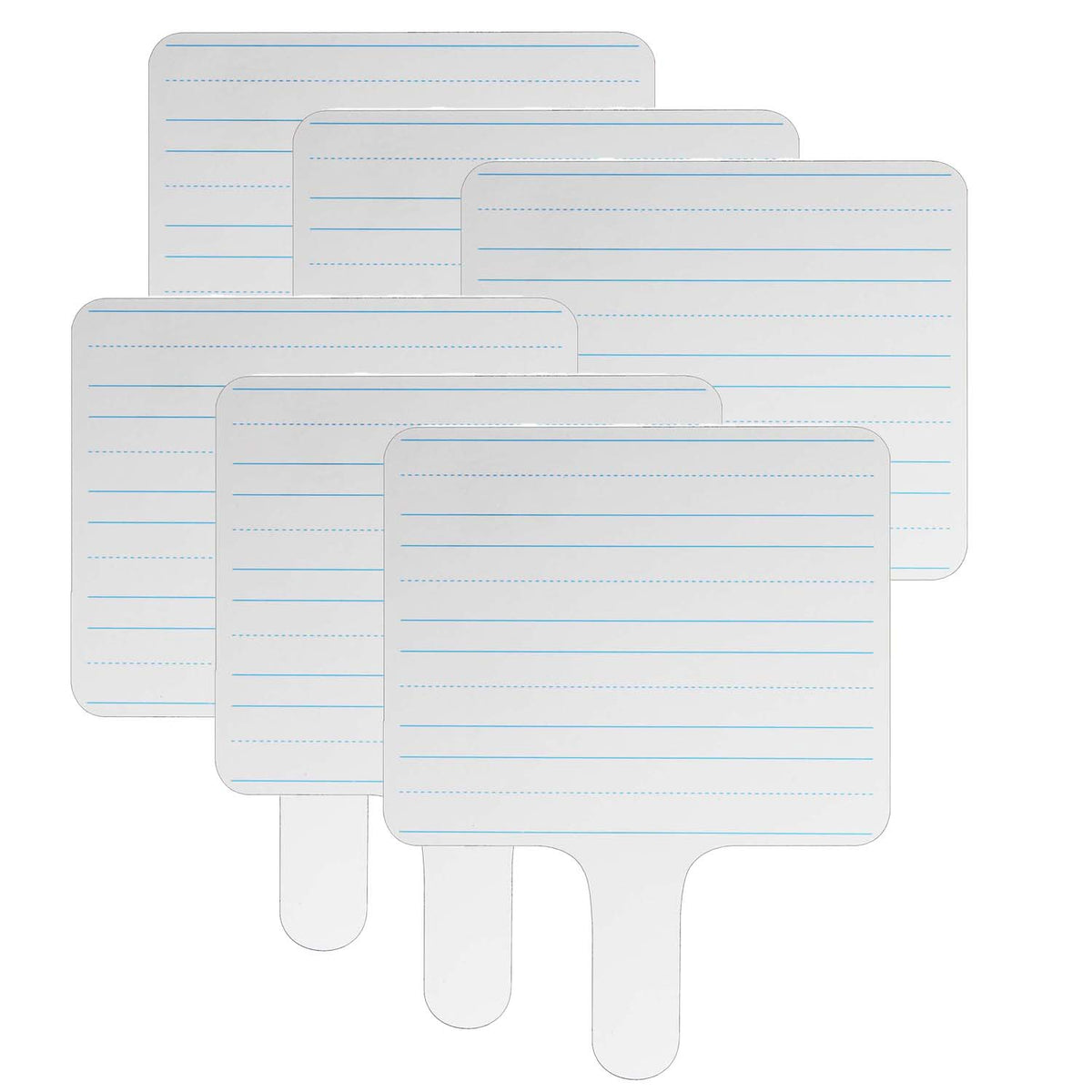 Two-sided Rectangular Dry Erase Writing Paddle, Lined-Blank, 7.75&quot; x 10&quot;, Pack of 6