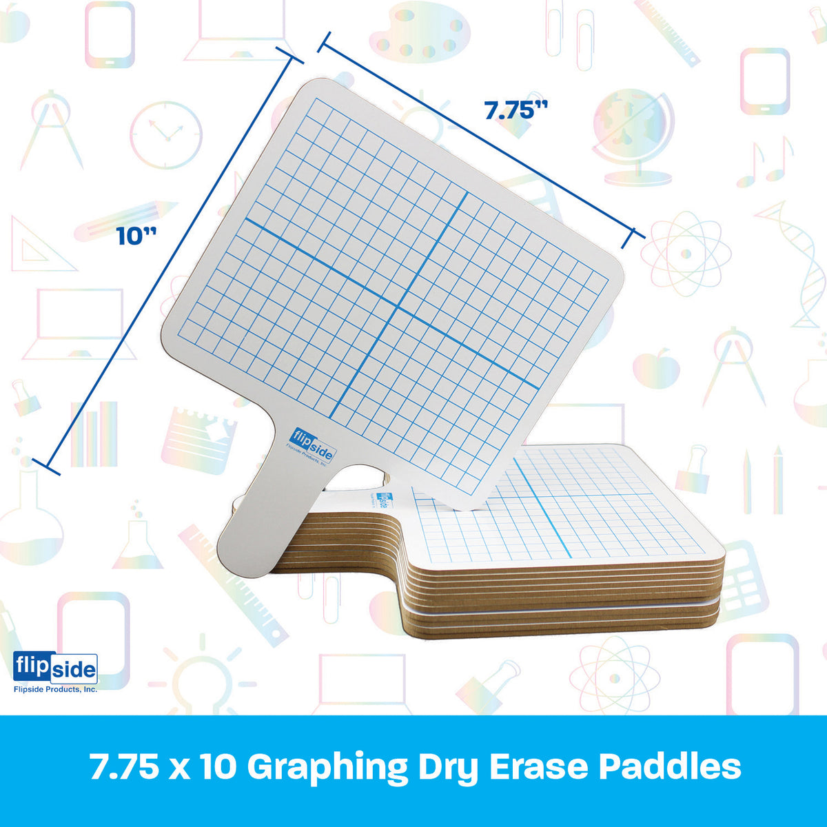 Two-Sided (3-8&quot; Graph-Blank) Rectangular Dry Erase Graphing Paddles, Class Pack of 12