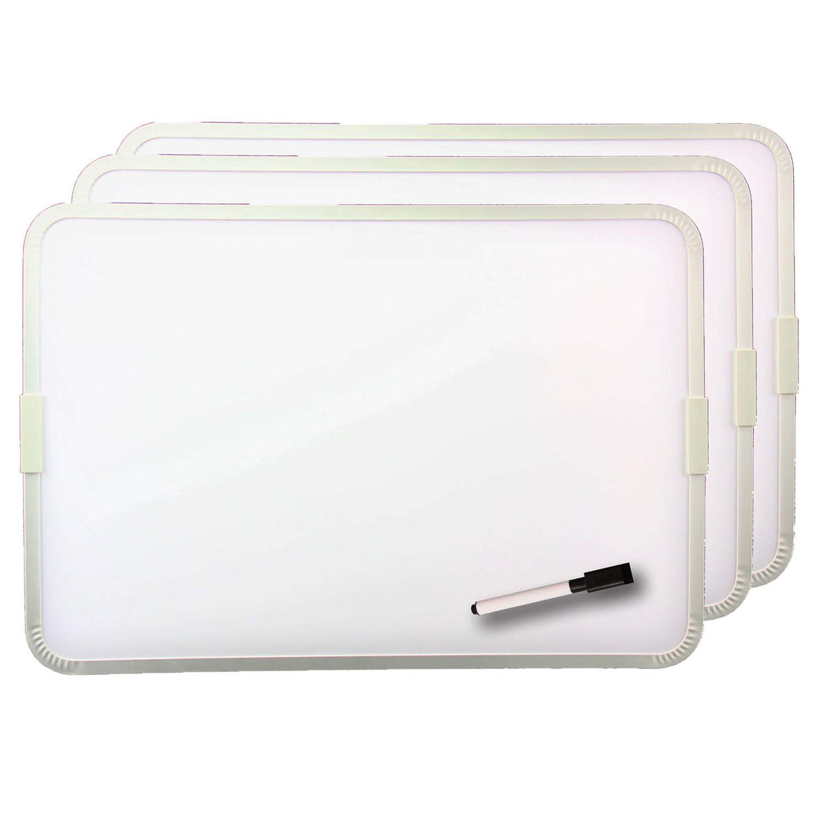 Two-Sided Aluminum Framed, Magnetic Dry Erase Board with Pen, 12&quot; x 17.5&quot;, Pack of 3