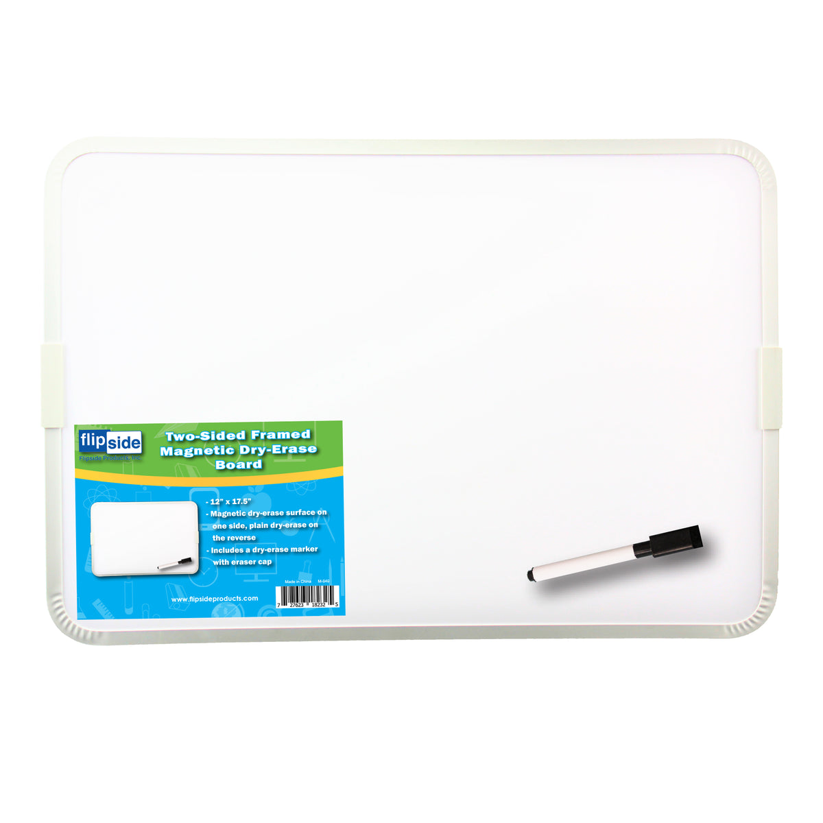 Two-Sided Aluminum Framed, Magnetic Dry Erase Board w-Pen, 12&quot; x 17.5&quot;
