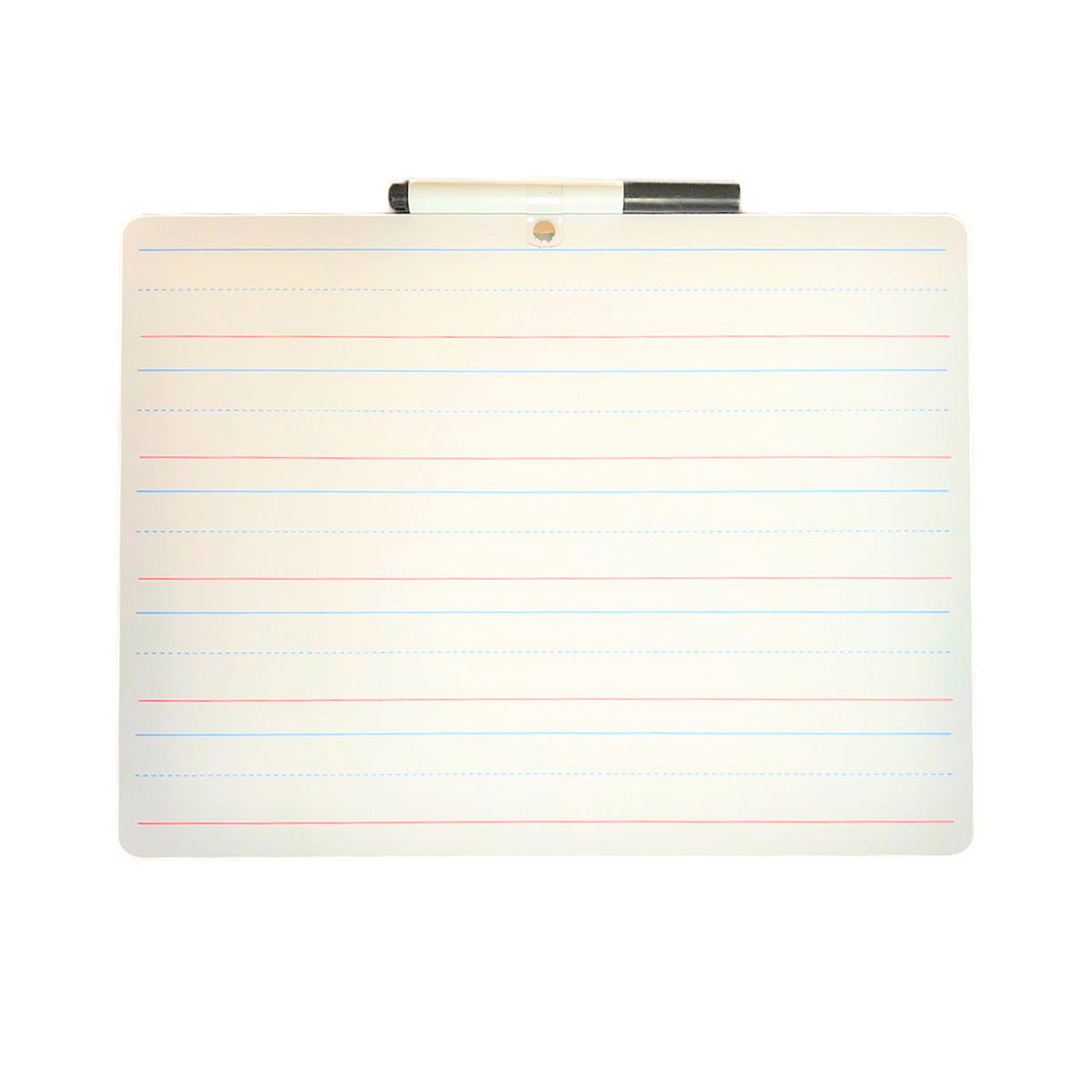Two-Sided Primary Ruled-Blank Dry Erase Board with Attached Marker, 9&quot; x 12&quot;, Single