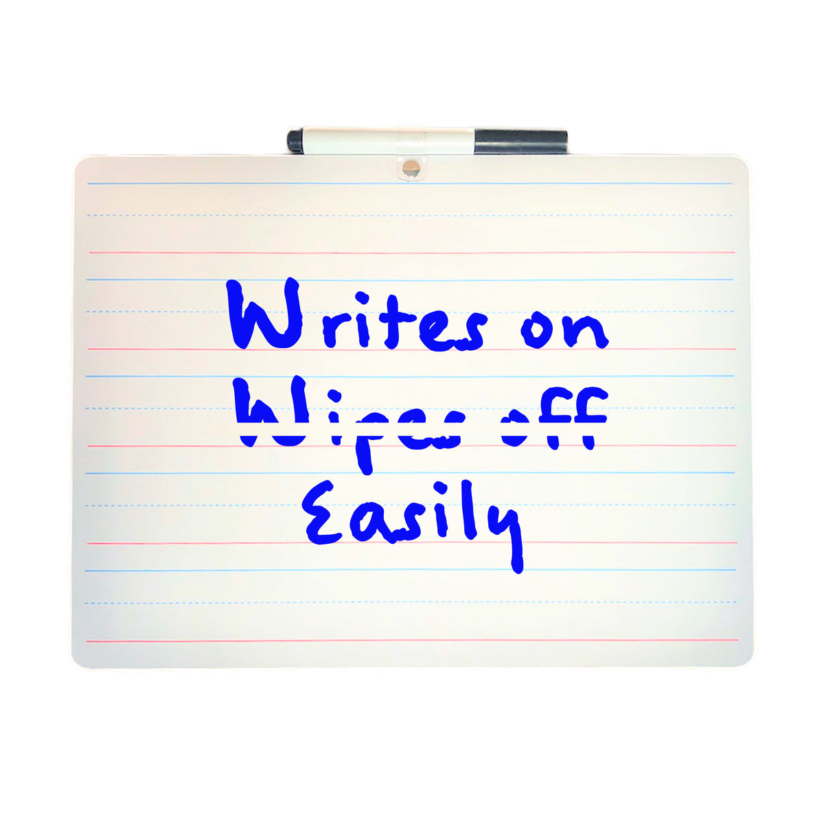 Two-Sided Primary Ruled-Blank Dry Erase Board with Attached Marker, 9&quot; x 12&quot;, Single