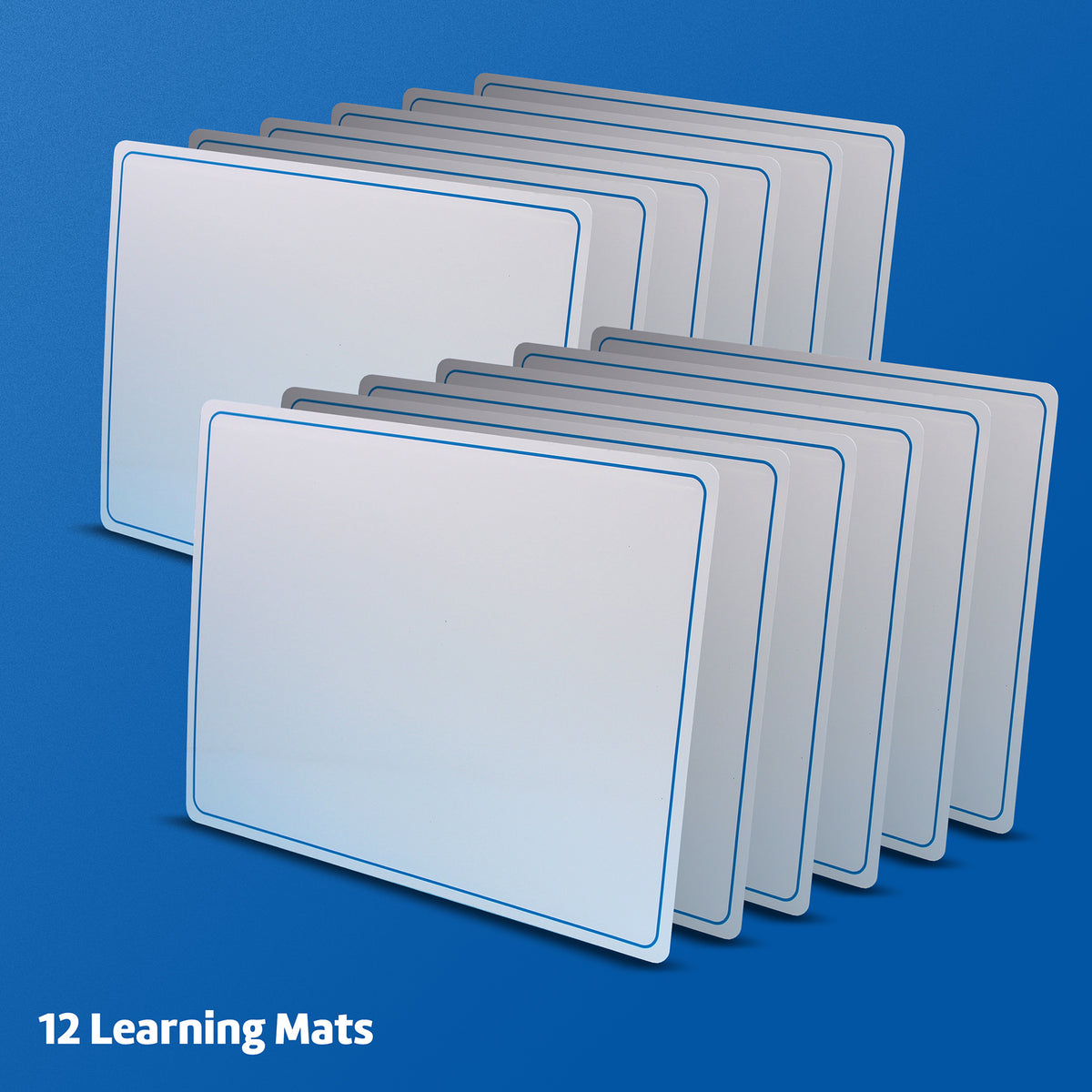 Dry Erase Learning Mat, Two-Sided Plain, 9&quot; x 12&quot;, Pack of 12