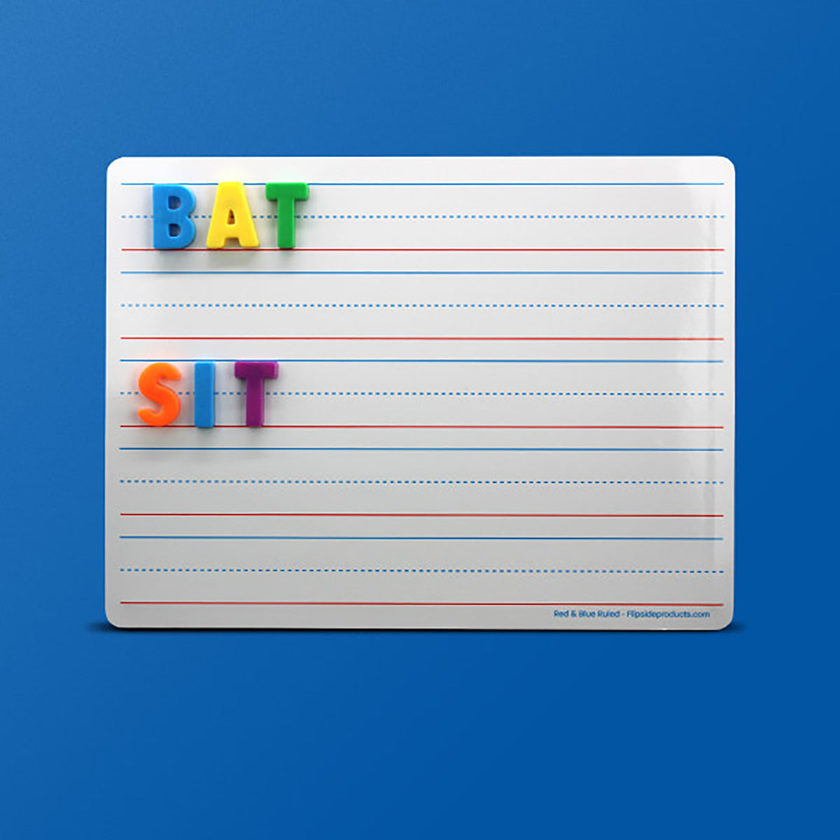 Magnetic Dry Erase Learning Mat, Two-Sided Red &amp; Blue Ruled-Plain, 9&quot; x 12&quot;, Pack of 48