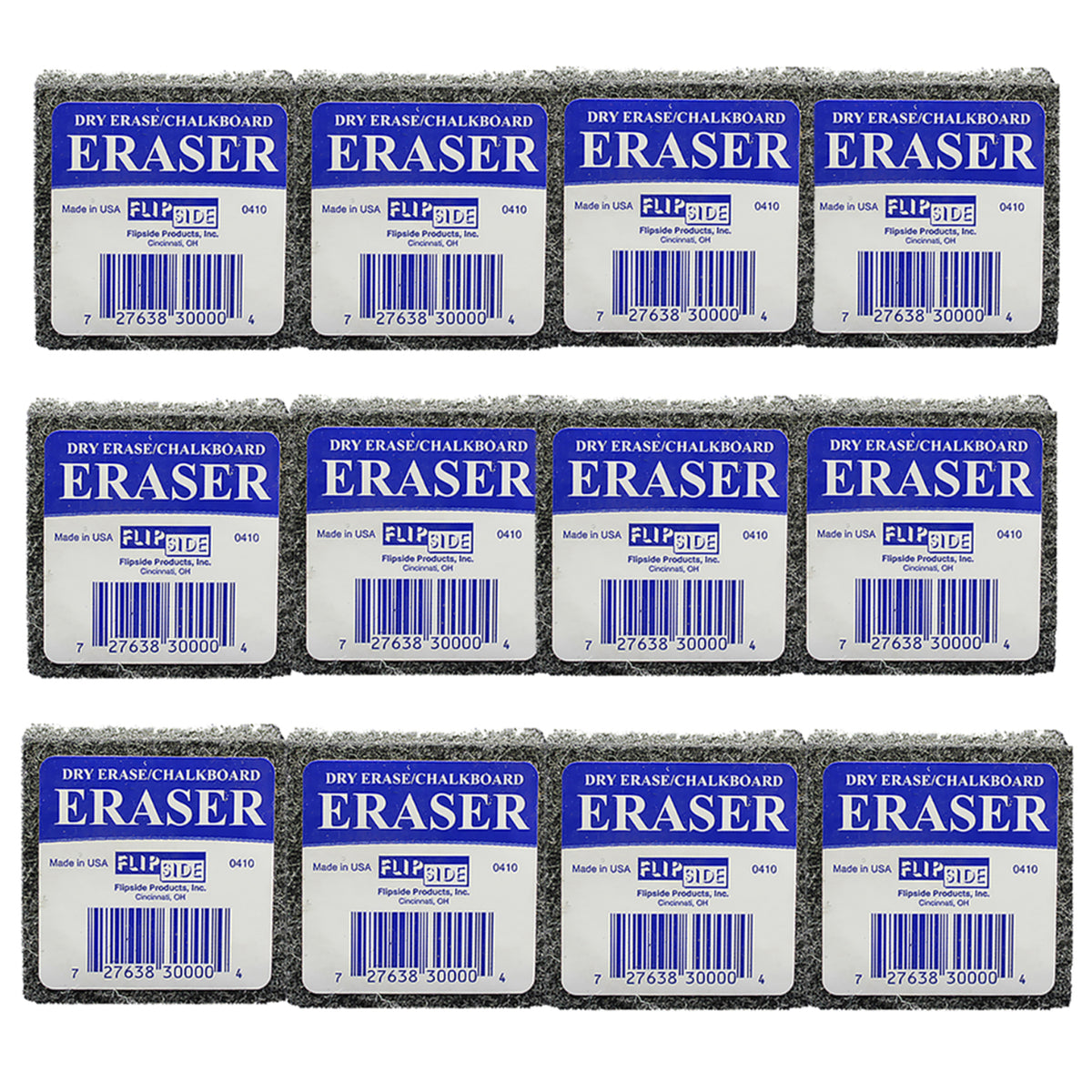 Student Eraser, 2&quot; Width, 2&quot; Length, 12 Per Pack, 2 Packs