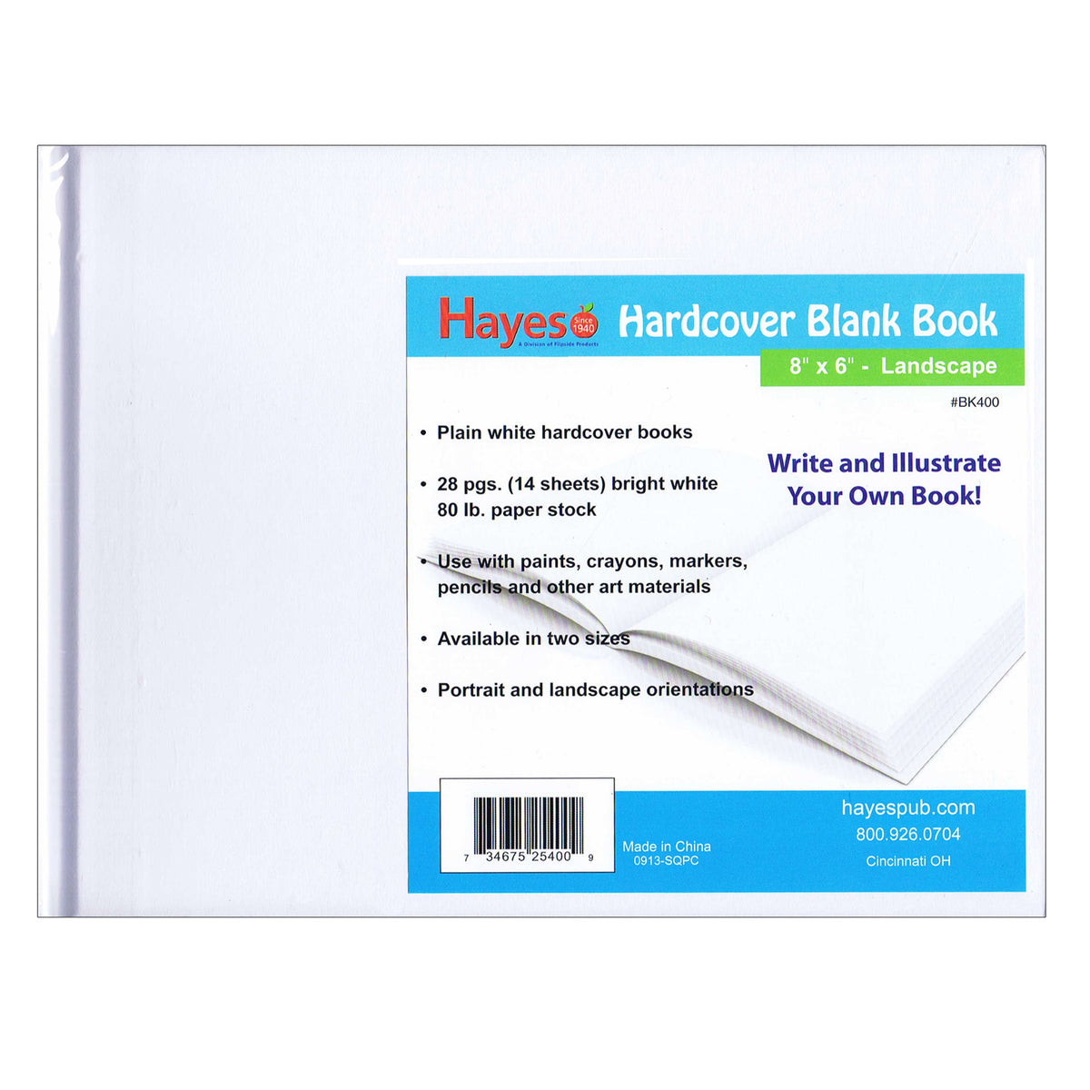 Hardcover Blank Book, Landscape 8&quot; x 6&quot;, 28 Pages, Pack of 12