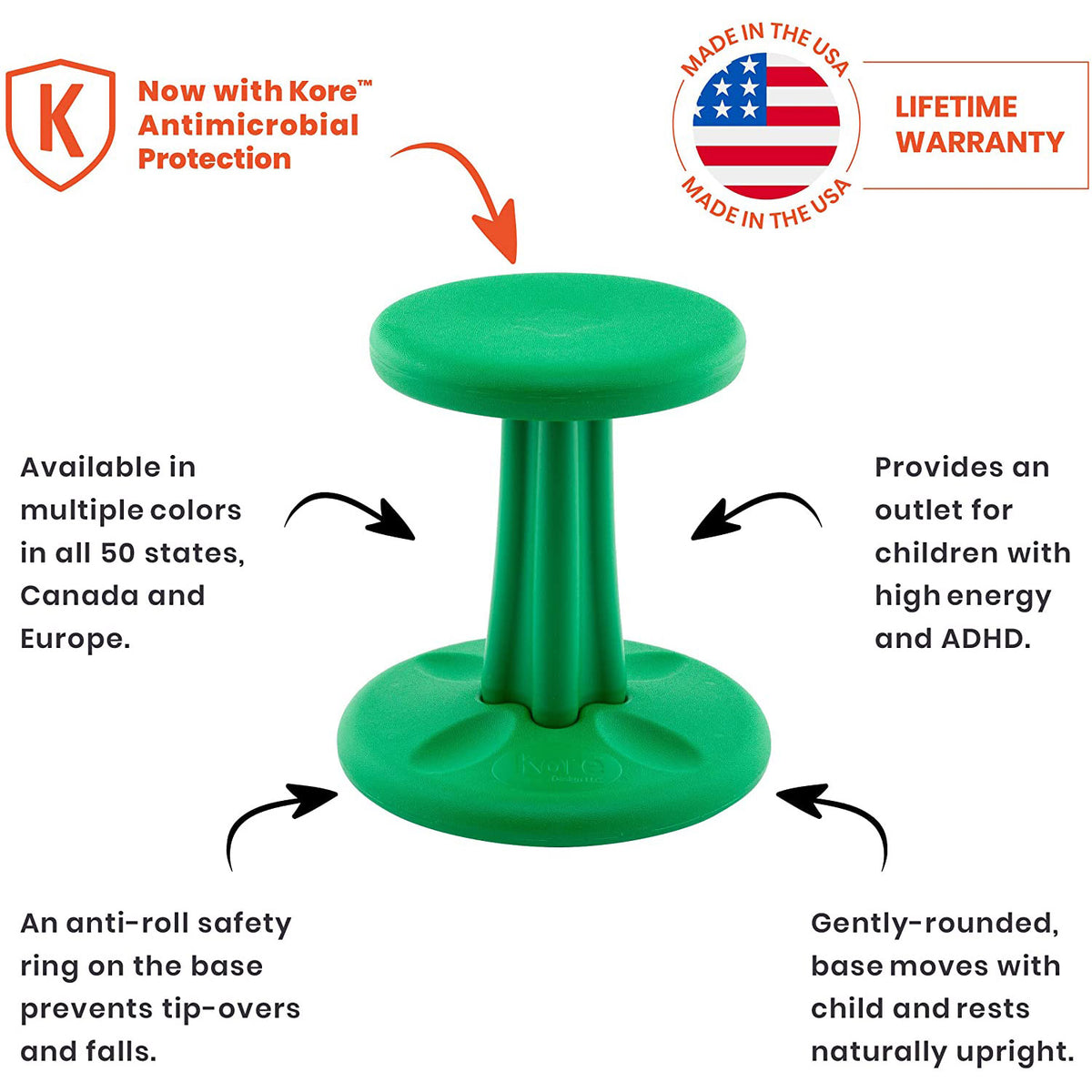 Pre-School Wobble Chair 12&quot; Green