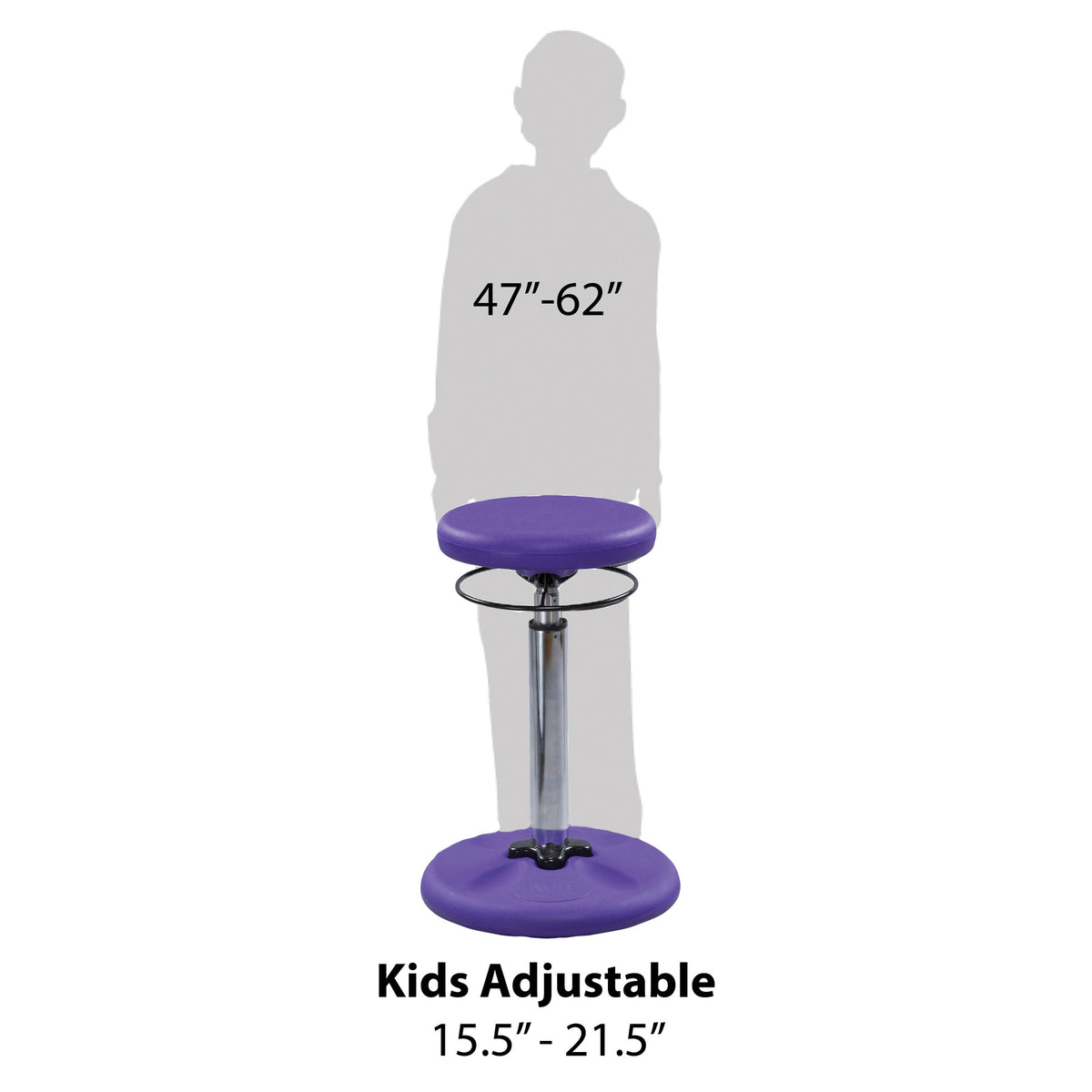 Kids Adjustable Tall Wobble Chair 16.5-24&quot; Purple