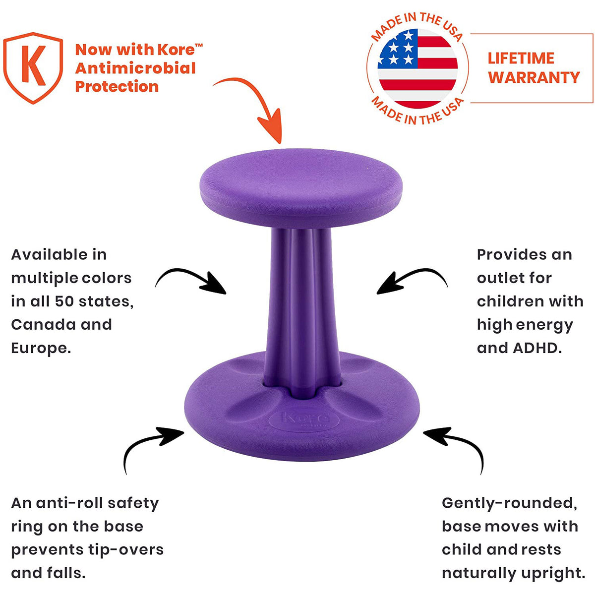 Kids Wobble Chair 14&quot; Purple