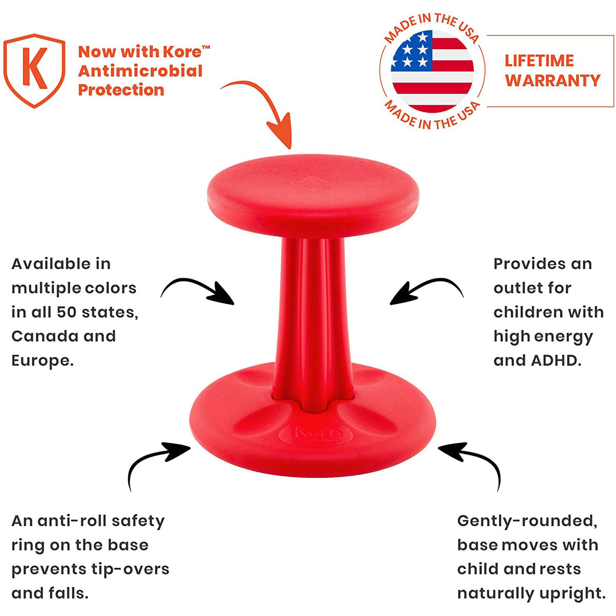 Junior Wobble Chair 16&quot; Red