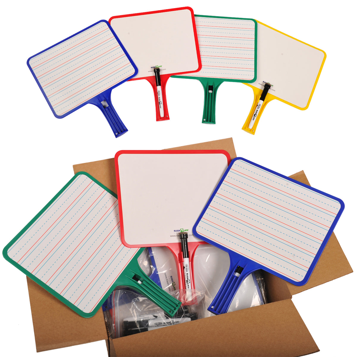 Rectangular Dry Erase Whiteboards with Markers, Blank-Lined Double-Sided, Assorted, Pack of 24