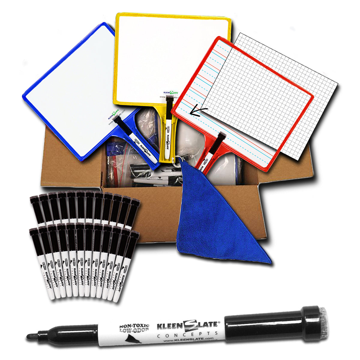 Customizable Handheld Whiteboards with Clear Dry Erase Sleeves &amp; Markers, Class Set of 12