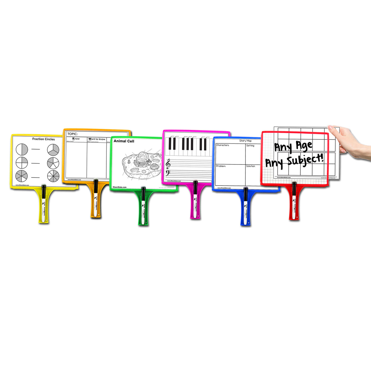 Customizable Handheld Whiteboards with Clear Dry Erase Sleeves &amp; Markers, Class Set of 24