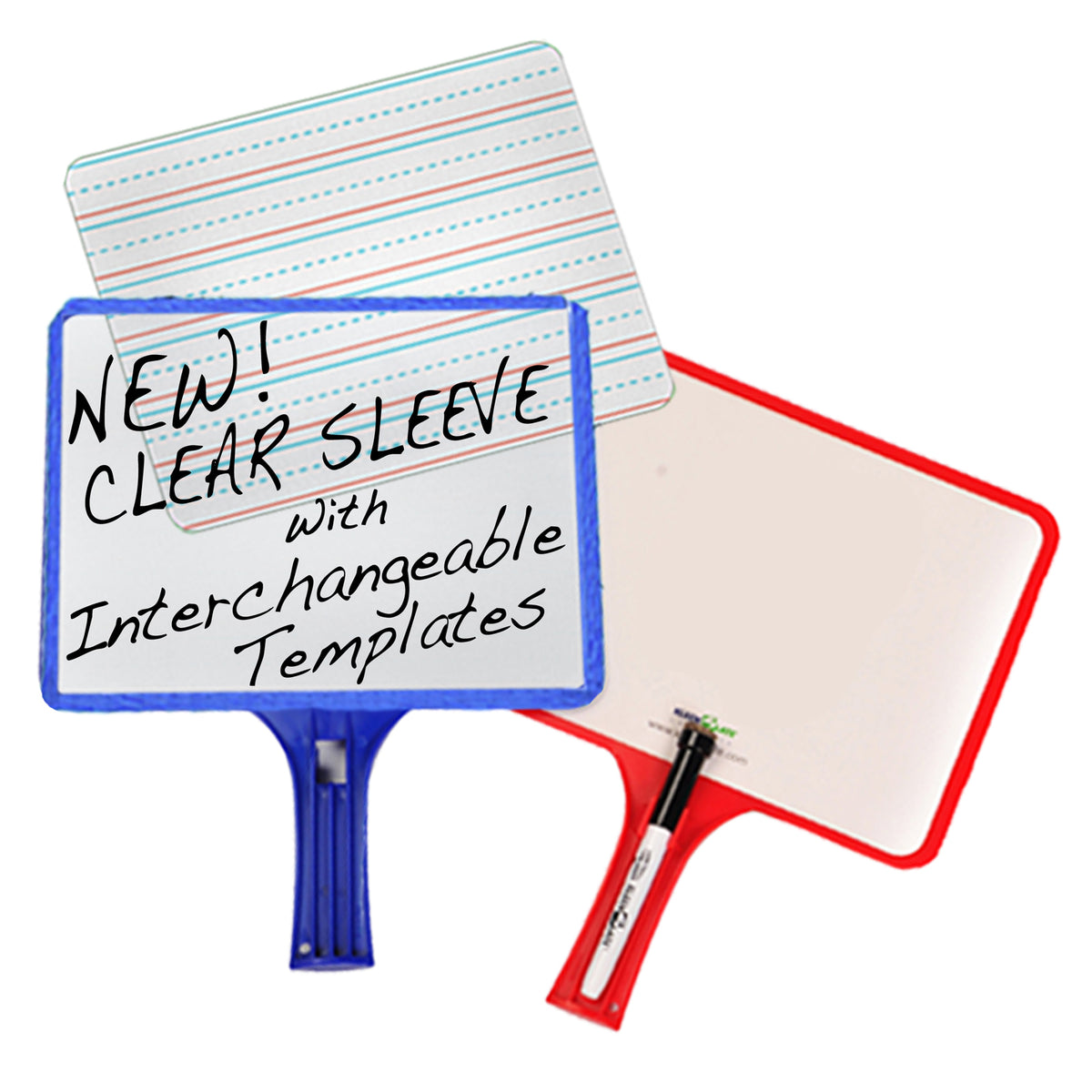 Customizable Handheld Whiteboards with Clear Dry Erase Sleeves &amp; Markers, Class Set of 24