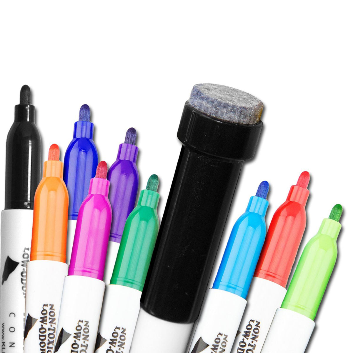 Dry Erase Student Markers with Erasers, Fine Point, Assorted Colors, Pack of 10