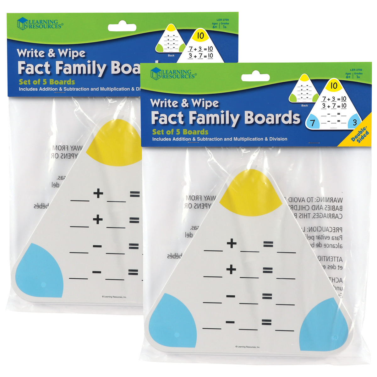 Write &amp; Wipe Fact Family Boards, 5 Per Pack, 2 Packs