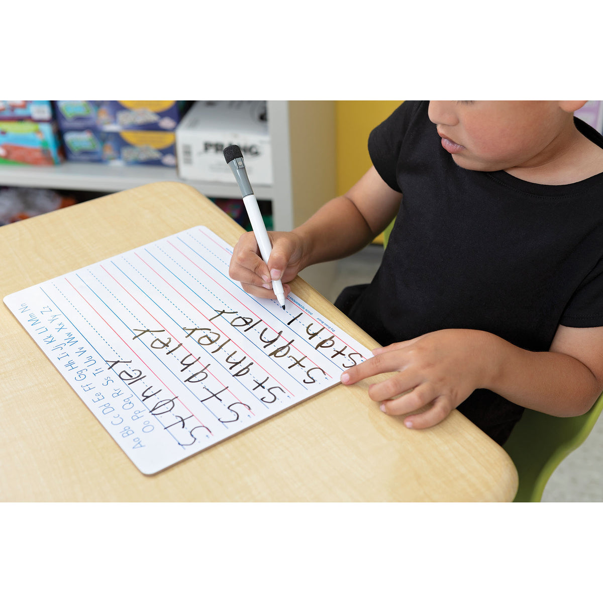 Handwriting Whiteboard Dry Erase Set, 2-Sided, Ruled-Plain, with Marker-Eraser, 9&quot; x 12&quot;