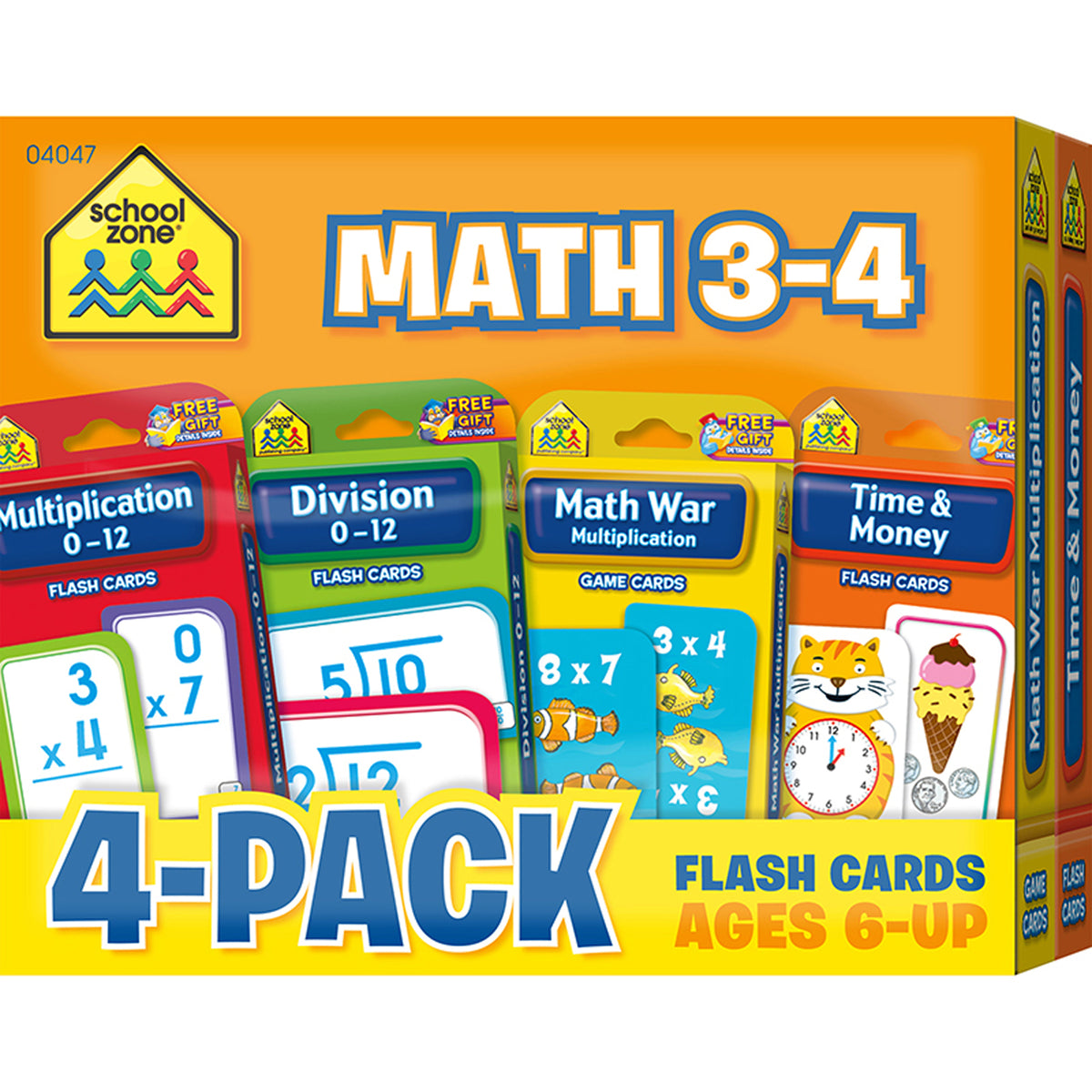 Math 3-4 Flash Card, 4-Pack