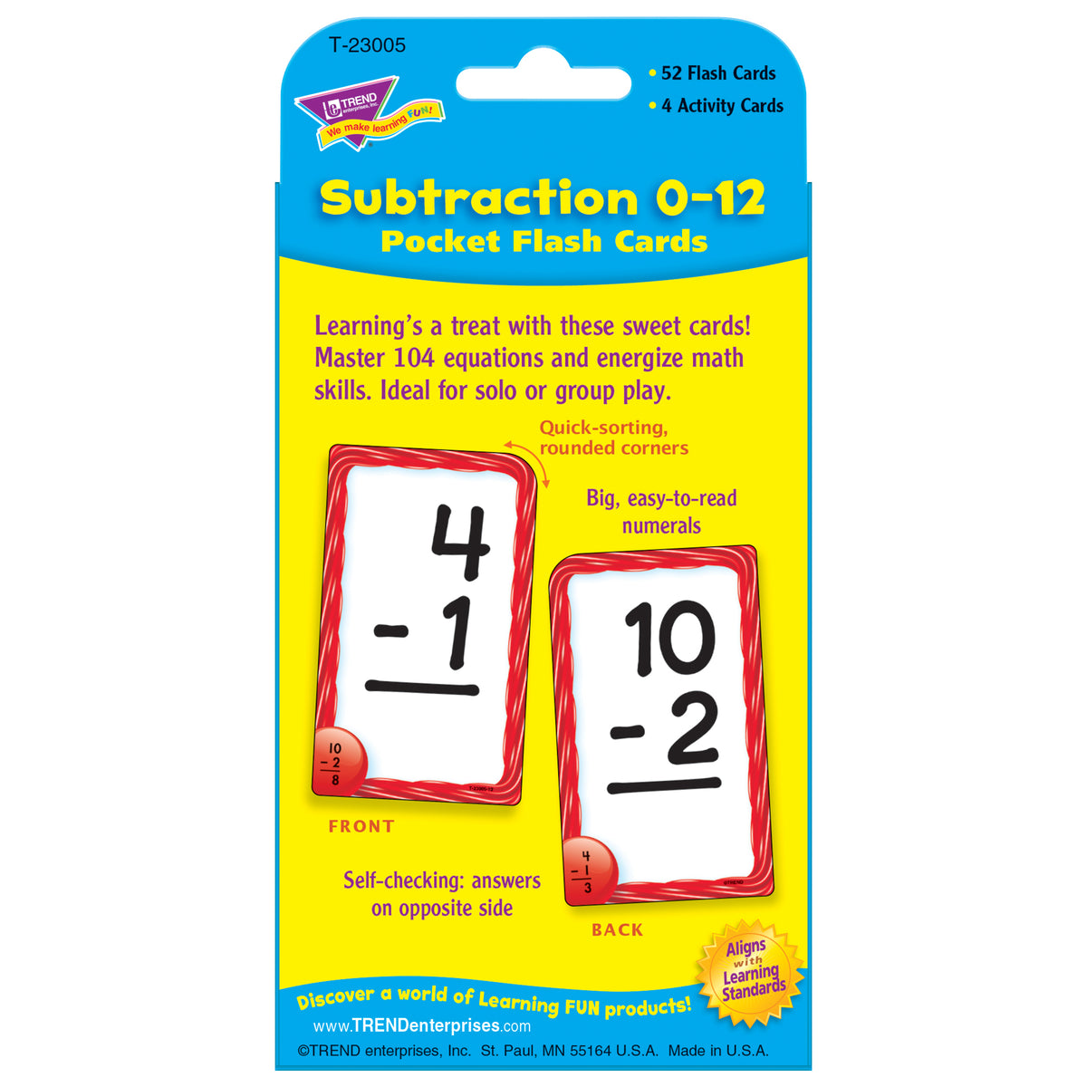 Subtraction 0-12 Pocket Flash Cards