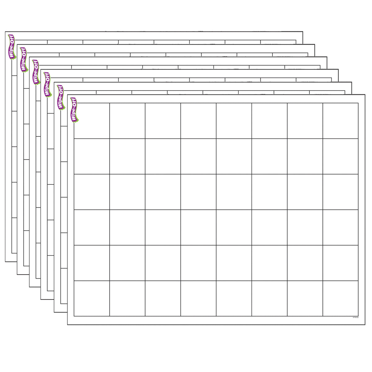 Graphing Grid (Large Squares) Wipe-Off® Chart, 17&quot; x 22&quot;, Pack of 6