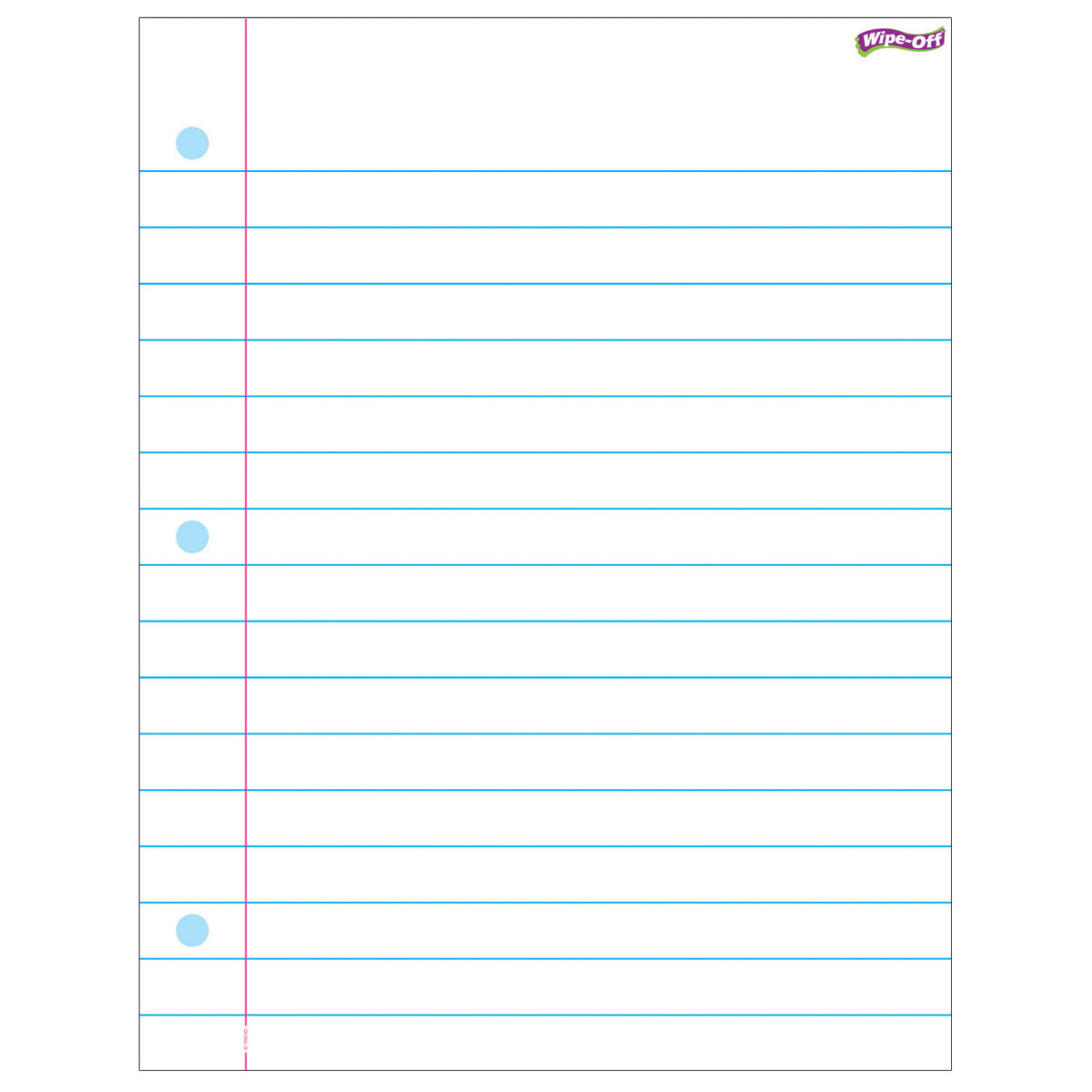 Notebook Paper Wipe-Off® Chart, 17&quot; x 22&quot;, Pack of 6