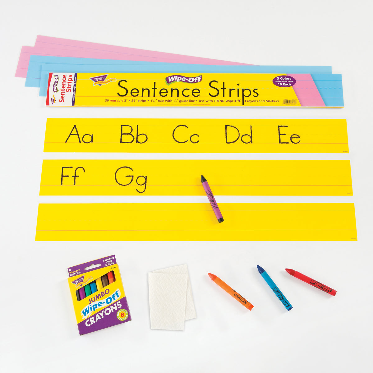 Multicolor Wipe-Off® Sentence Strips, 24&quot;, 30 Per Pack, 3 Packs