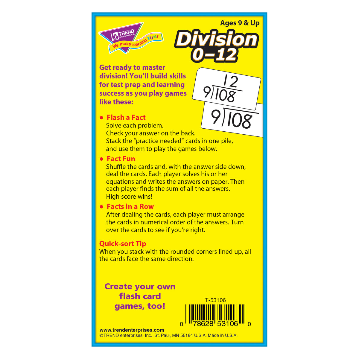 Division 0-12 Skill Drill Flash Cards